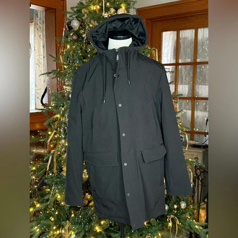 Vince Camuto Men's Black Softshell Hooded Jacket NWOT